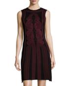 Max Studio Sleeveless Knit Sweaterdress W/geometric Print, Black/wine, Women's, Size: Small, Black/ H W