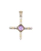 Erato Long Amethyst Doublet Cross Pendant Enhancer