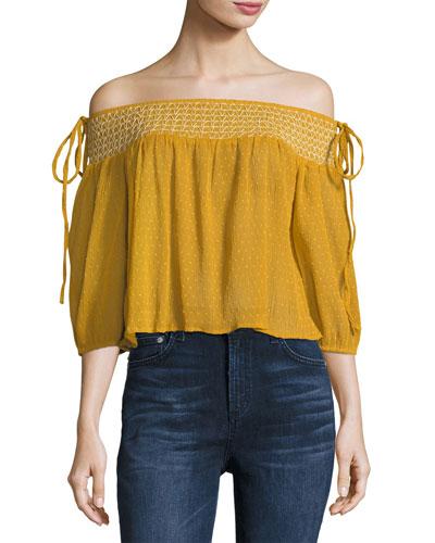 Off-the-shoulder Chiffon Top