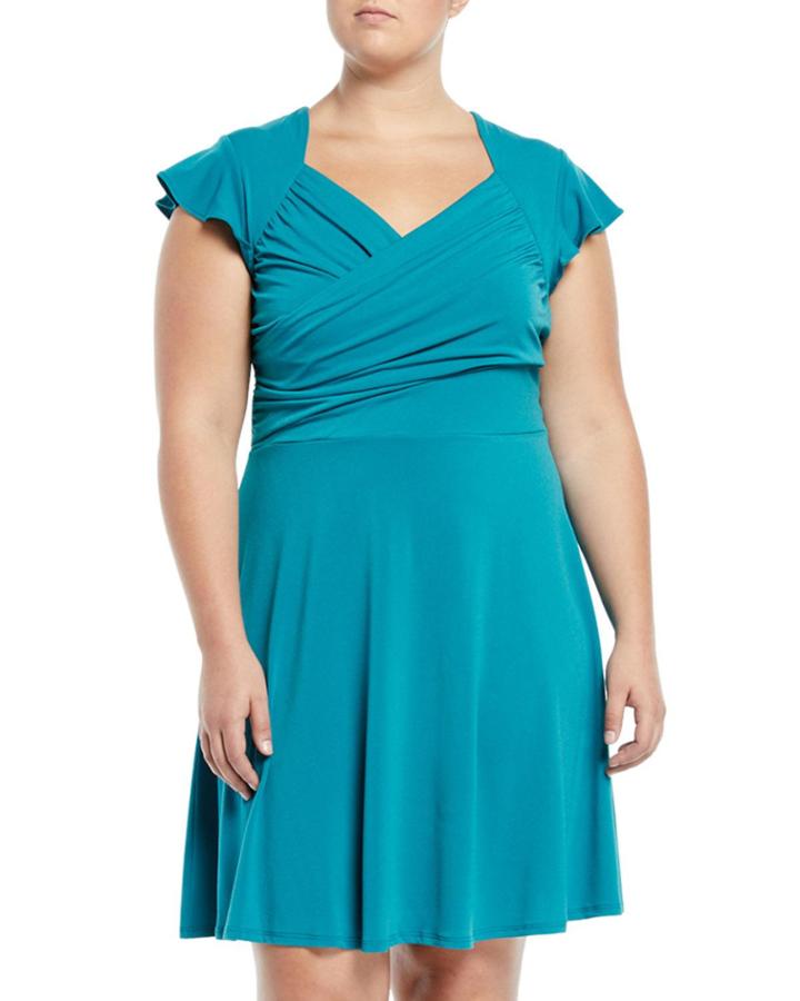 Sweetheart Flutter-sleeve A-line Dress,