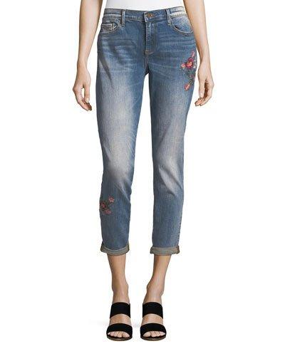 Embroidered Boyfriend Jeans