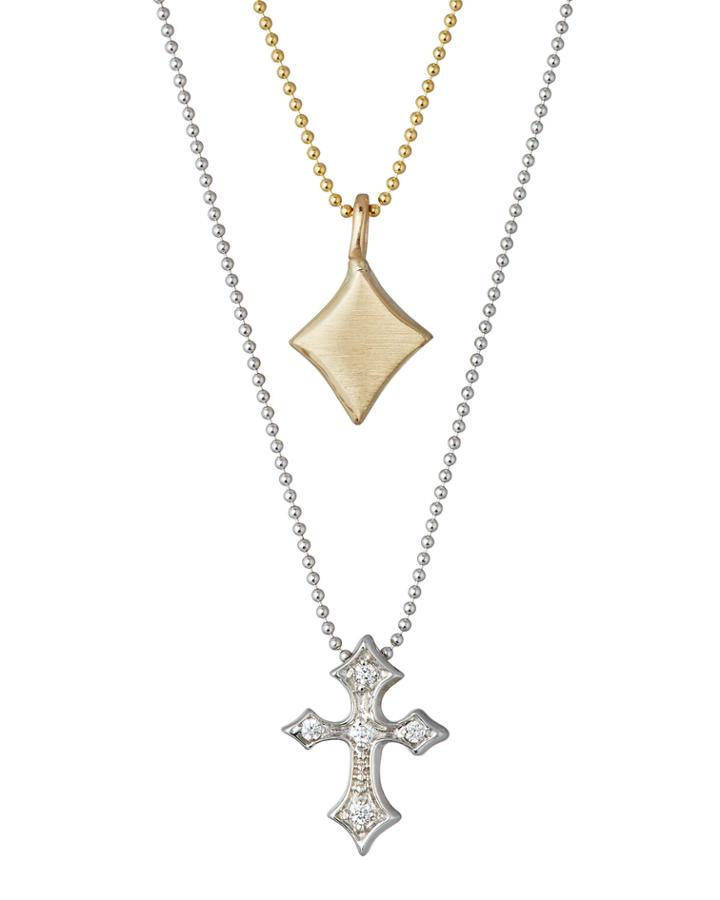 Little Rockstar Layered Diamond & Cross Necklace, Two-tone