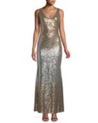 Sleeveless Shimmer-ombre Gown