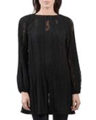 Long-sleeve Pleated Dress With