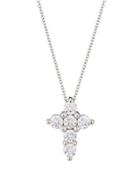 18k White Gold Diamond Cross Pendant Necklace