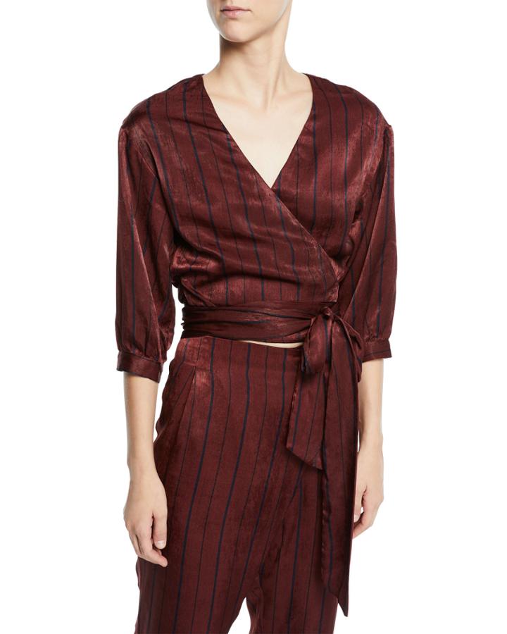 Luxe Striped Wrap Top