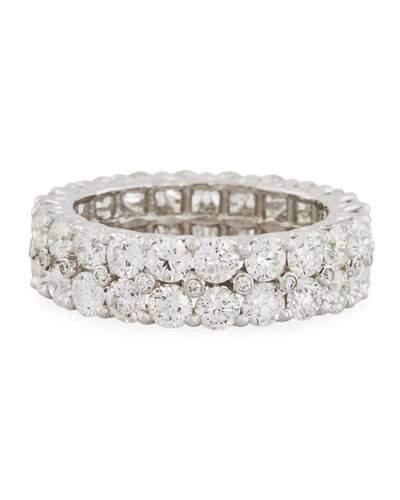 Wide Two-row 18k Diamond Ring,