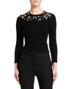 Button-embroidered Bracelet-sleeve