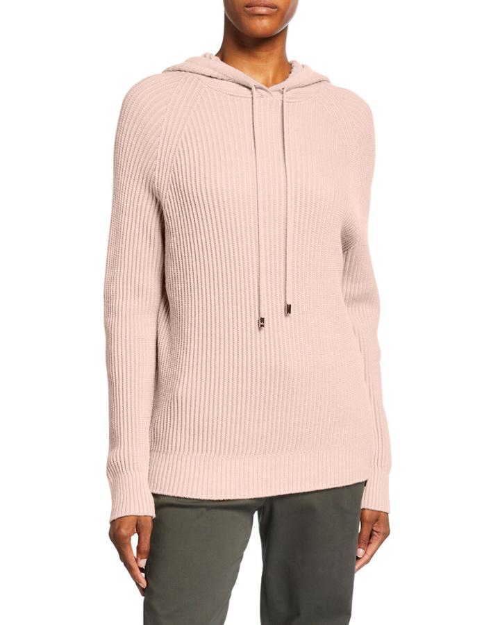 Ribbed Wool Hooded Long-sleeve