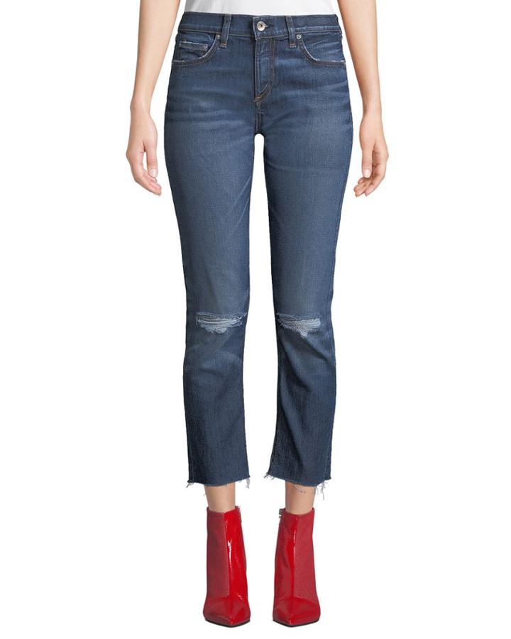 Dre Ankle Straight-leg Jeans W/ Raw-edge