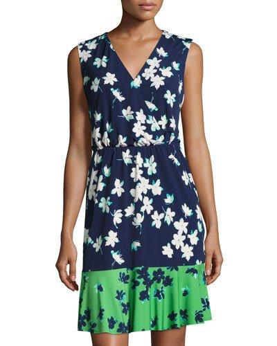 Floral-print Sleeveless Dress, Blue