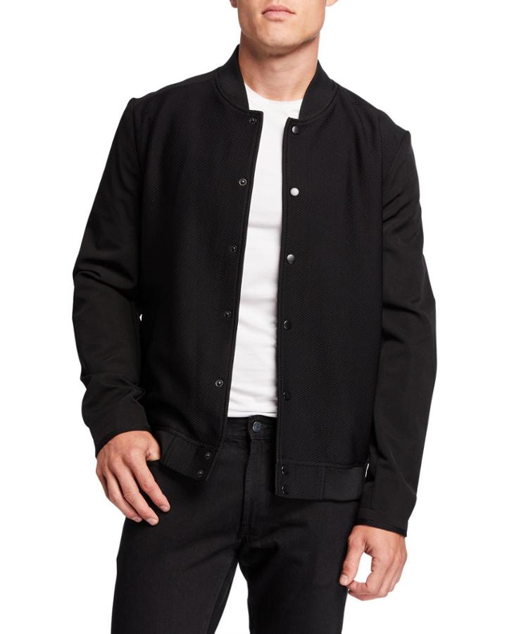 Men's Solid Textured Bomber Jacket