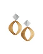 Two-tone Kite-post Oval-drop Earrings