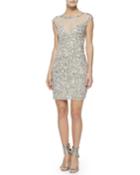Montclair Cap-sleeve Beaded Cocktail Dress