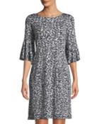 Leopard-print Bell-sleeve Jersey Dress
