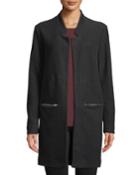Notched Collar Open-front Cardigan