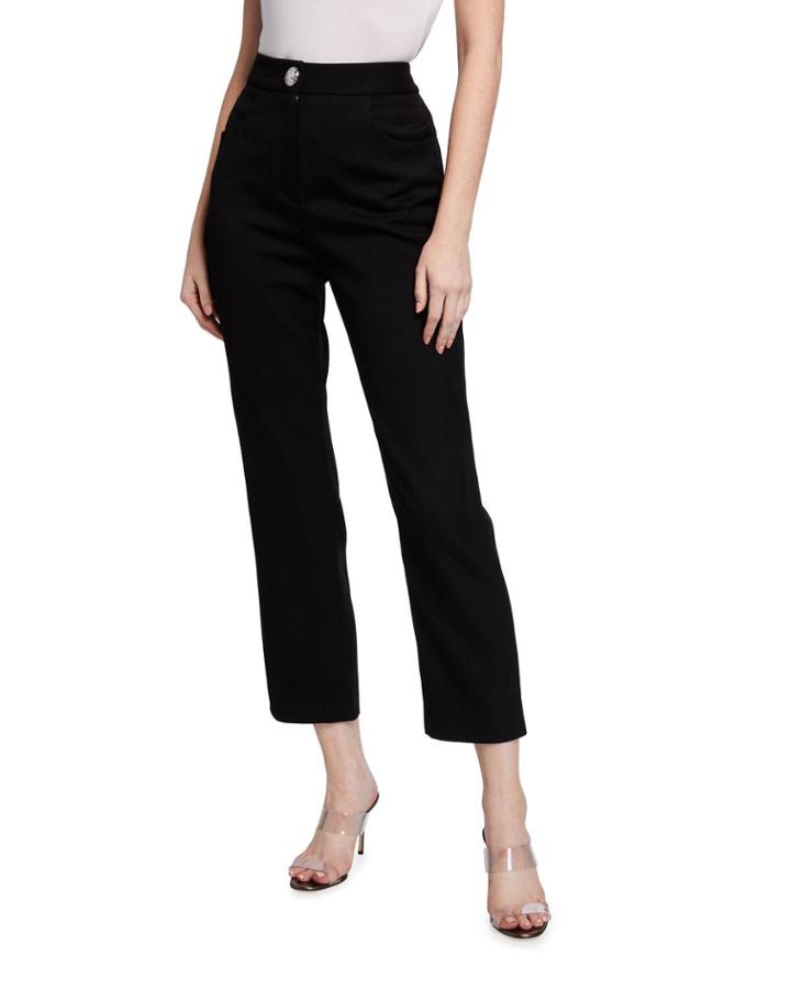 Straight-leg Grain De Poudre Pants