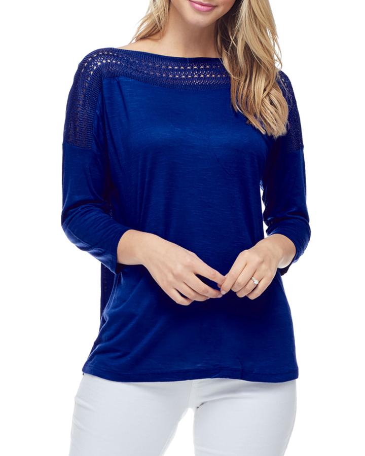 Crochet Dolman-sleeve Knit Top