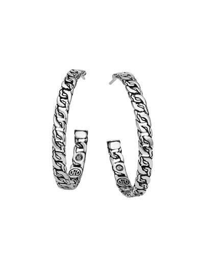 37mm Medium Woven Chain Hoop Earrings