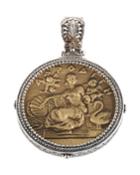 Silver & Bronze Aphrodite Coin Pendant