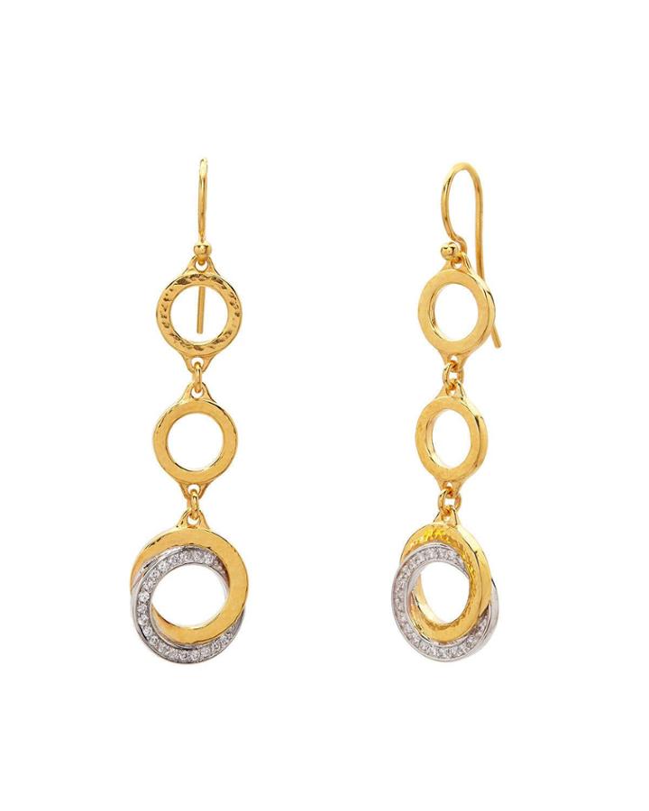 Duet Pave 3-drop Earrings W/ Diamond Ring