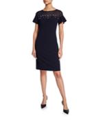 Sheath Dress W Short Flutter