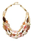 Triple-strand Beaded Stone Necklace,