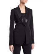 Sequined-lapel Button-front Stretch Cady Jacket