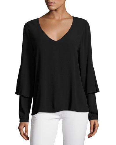 Layered-sleeve Crepe