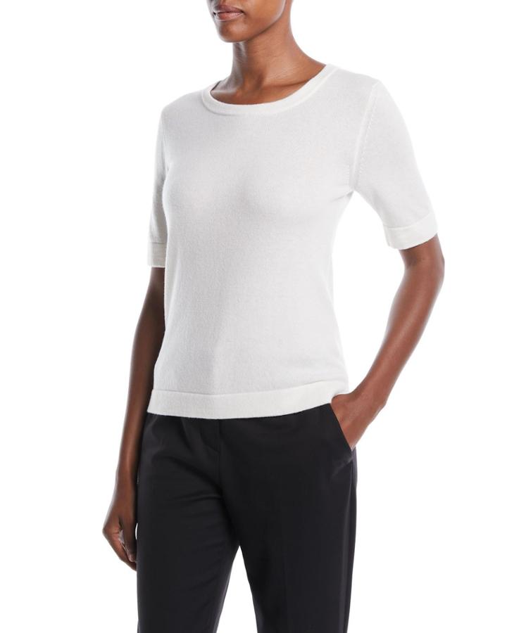 Crewneck Short-sleeve Wool-cashmere