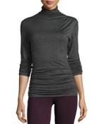 Ruched-seam Jersey Top, Heather Charcoal