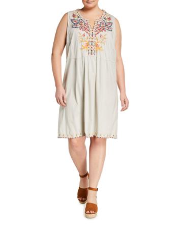 Plus Size Salome Embroidered Tank Dress