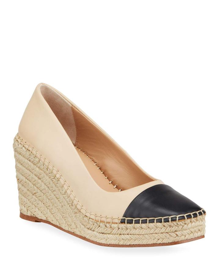 Glider Two-tone Leather Wedge Espadrilles