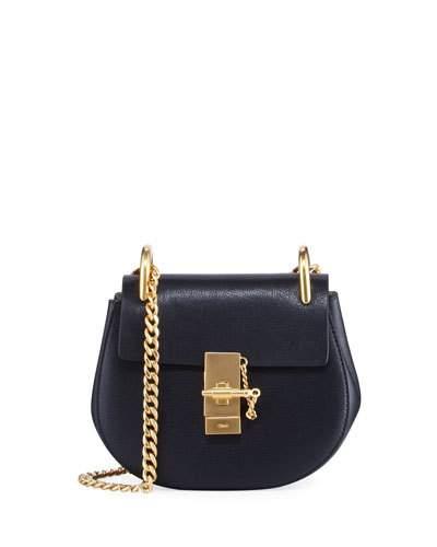 Drew Leather Shoulder Bag, Black