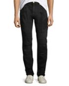 Solid Denim Biker Jeans