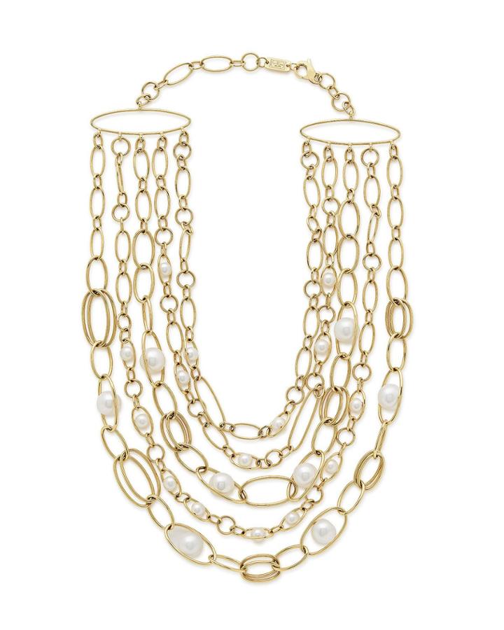 18k Nova Multi-strand Collar Necklace W/ Pearls