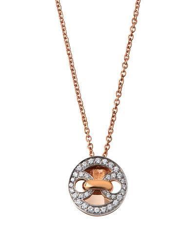 Marina 18k Rose & White Gold Pendant Necklace W/ Diamonds