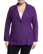 Textured-knit Blazer Jacket, Purple