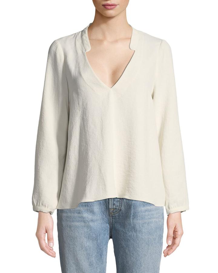 Corian Split-neck Long-sleeve Blouse