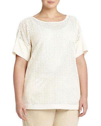 Camira Open-weave Top, Ivory, Women's