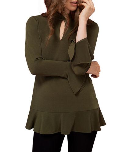 Keyhole Button-neck Top