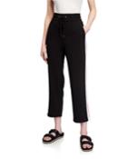 Drawstring Side-tape Cropped Trousers