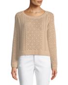 Long-sleeve Pearlescent Crochet Pullover