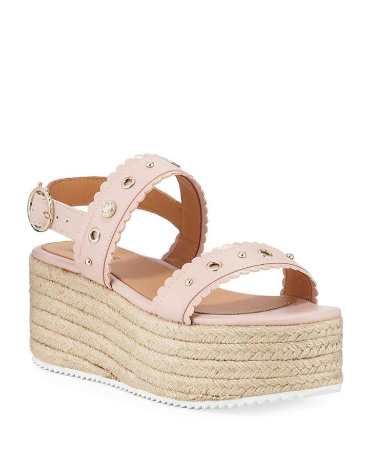 Studded Slingback Platform Espadrilles