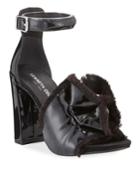 Dayna Patent Leather Fringe Ankle-strap