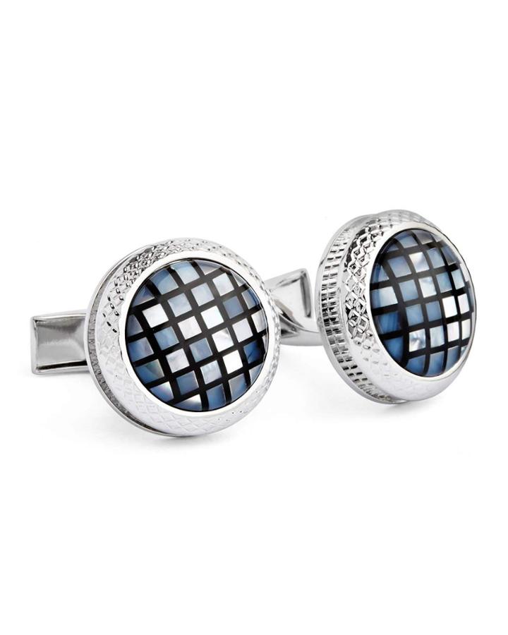 Round Mother-of-pearl Mosaic Cufflinks