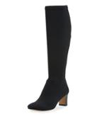Jam-d Crepe Knee Boots, Black