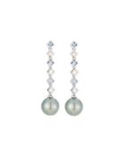 18k Tahitian Pearl, Diamond & Sapphire Drop Earrings