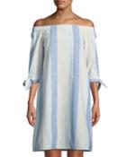 Natayla Caribbean-striped Off-the-shoulder Dress,