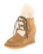 Peggy Suede Shearling Fur Wedge Bootie